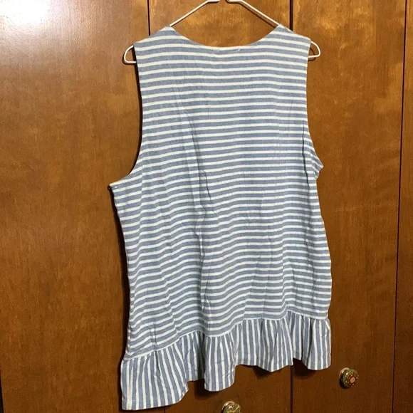 🆕 JANE AND DELANCEY - Blue & White Stripe ,Casual Sleeveless Womans Shirt. (XL) - Picture 6 of 9